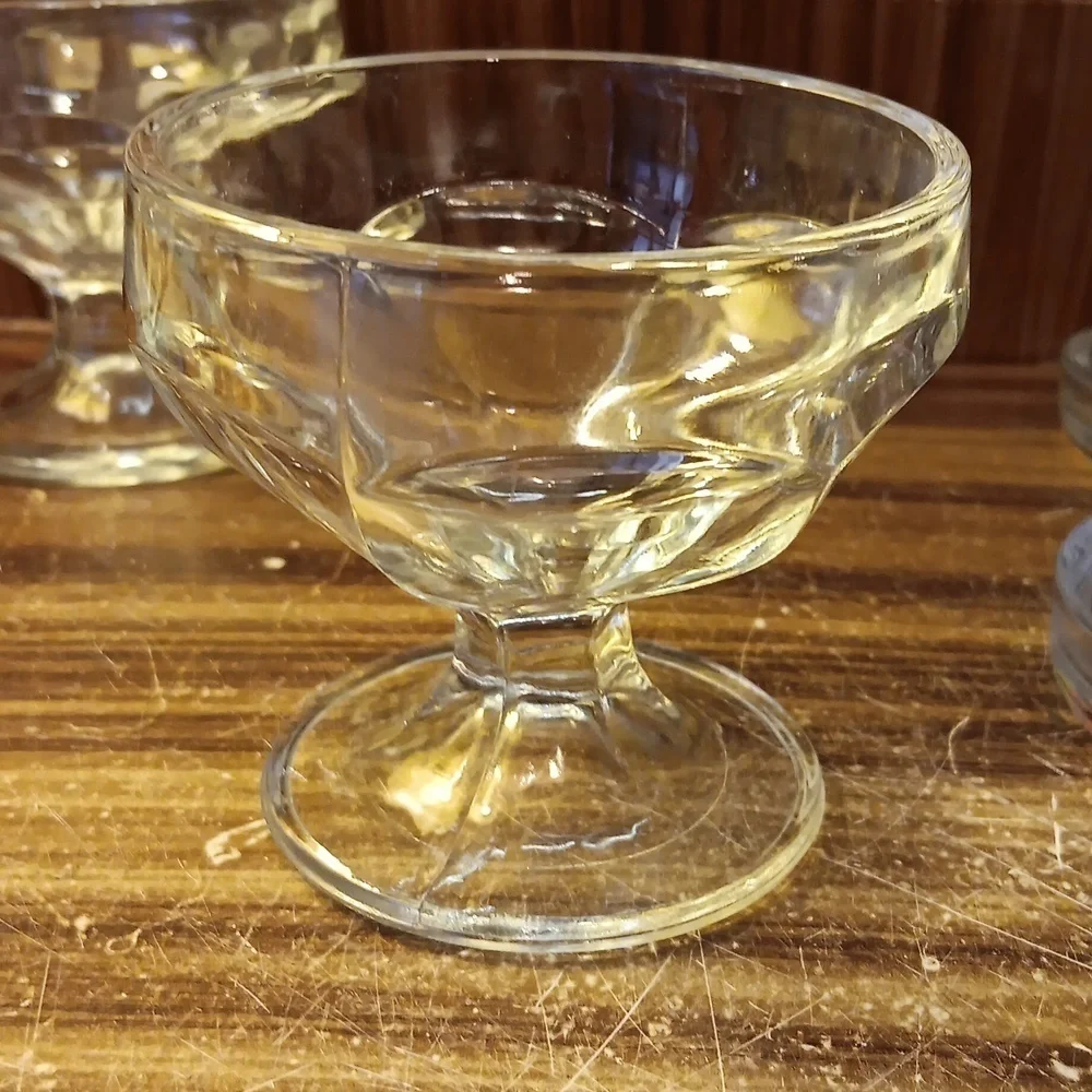 Vintage Federal Glass ice cream cups and holders